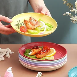 Round Salad Dessert Dinner Plate Stackable Unbreakable BPA Free Assorted Dish Microwave Safe Fruit Plate for Dining Room