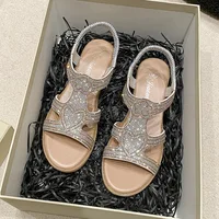 Fashion Women's Sandals Comfortable Women Shoes Rhinestones Wedge Sandals Summer 2025 New Roman Sandals Slip on Zapatos De Mujer - Image 4