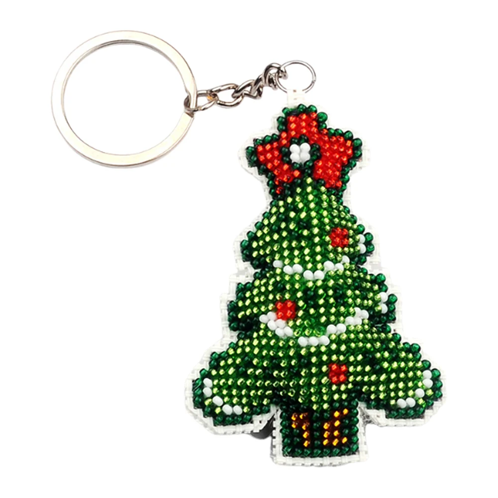 Santa Claus Beaded Counted Cross Stitch Ornament Kit Cross Stitch Bead Keychain Keychain Pendant for Adults Beginners