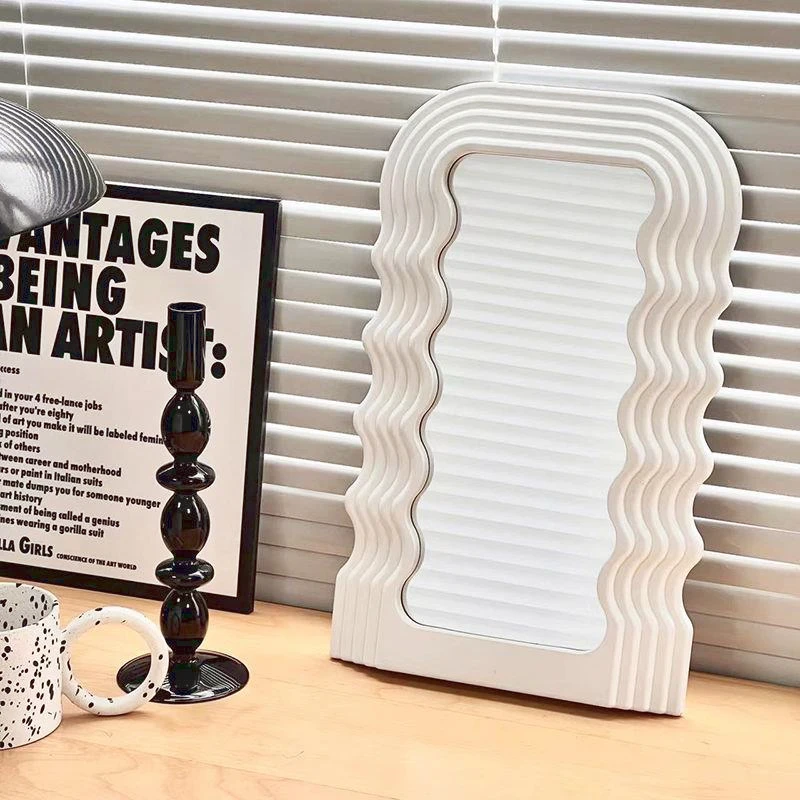 

Creative Desktop Wave Mirror Cosmetic Mirror Bathroom Mirror Decorative Mirror Plastic Framed Mirrors for Home Wall Gold Mirror