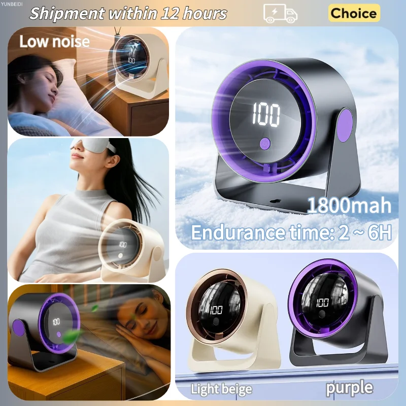 Low-noise And Silent 100-speed Adjustable LED Display, Large-capacity Mini Desktop Wall-mounted Fan 1800mah_voghion.com