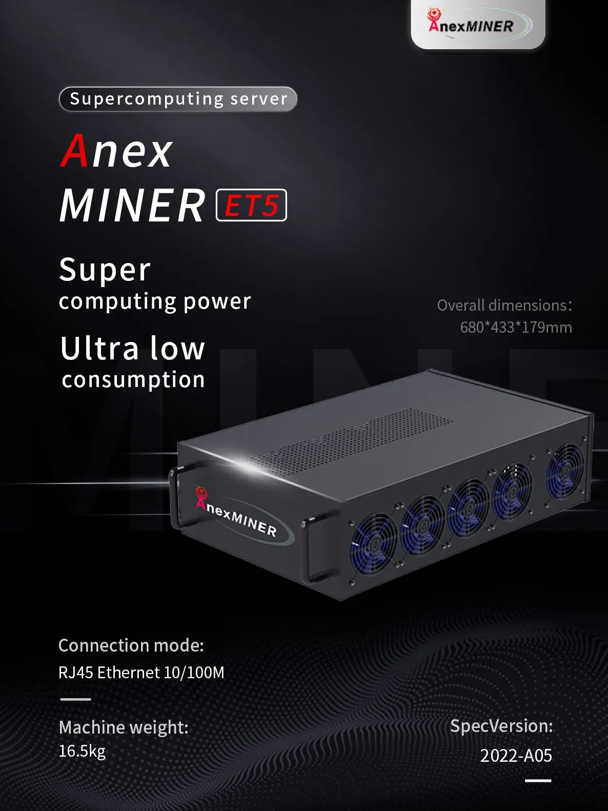 NEW Low Noise Low Power AnexMiner ET3 300M 200W ET4 600M  Asik Mining Asic Crypto Eth Etc Miner