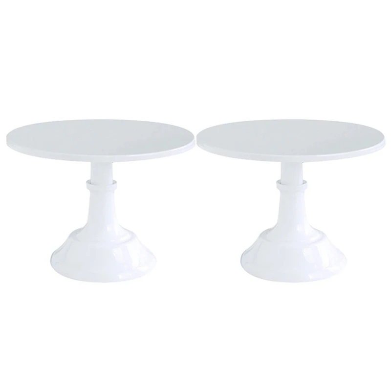 

2X Metal Iron Cake Stand Round Pedestal Dessert Holder Cupcake Display Rack Bakeware White Wedding Party Decoration