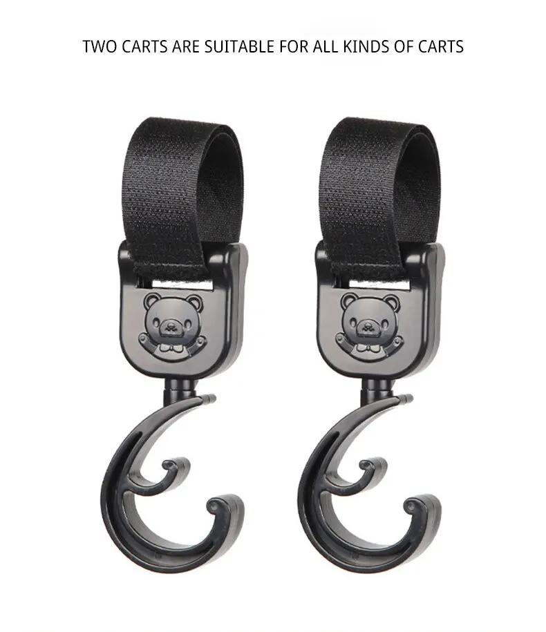 Description Picture 3 of item2 PCS Cartoon Stroller Accessories Degree Large Hook Umbrella Car Hook and Loop Stroller Hook