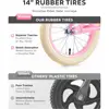 Pink 14 Inch Kids Balance Bike with Basket for Girls, Suitable for Ages 3-7, Rubber Tires, Carbon Steel Frame