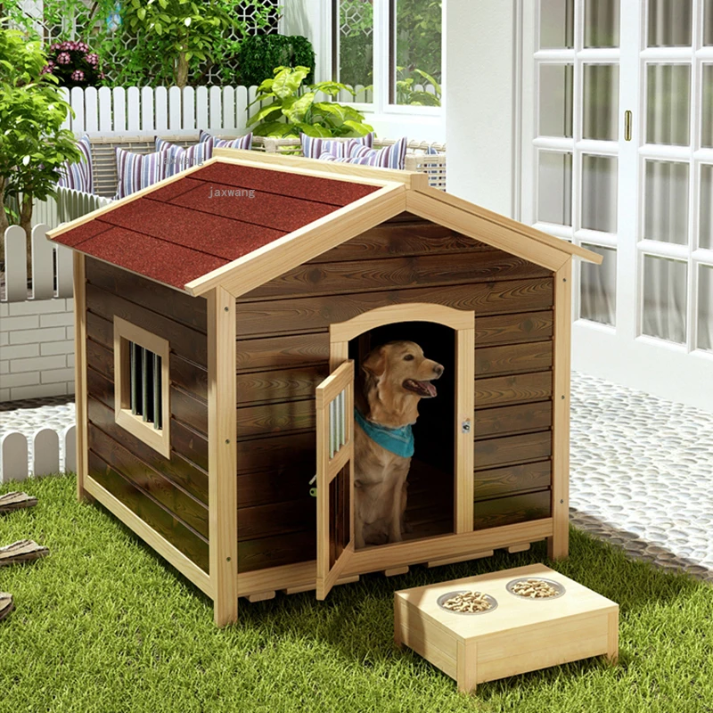 SolidWoodDogHouse4SeasonsUniversalKennelsWaterproofCatsLitterDogsCagesOutdoor