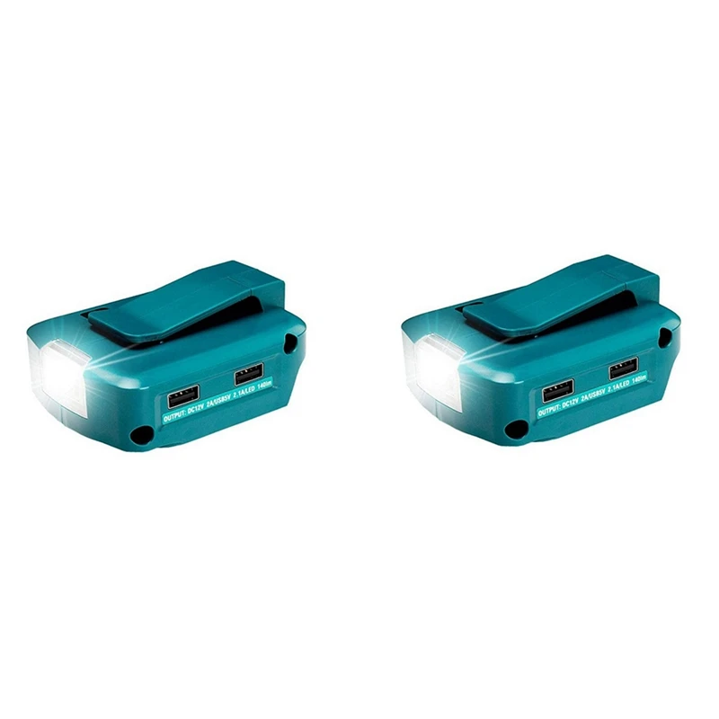 

2Pc For Makita ADP068 14.4V/18V Lithium-Ion Battery Adapter Power Source Batteries Charger With Dual USB Ports LED Light