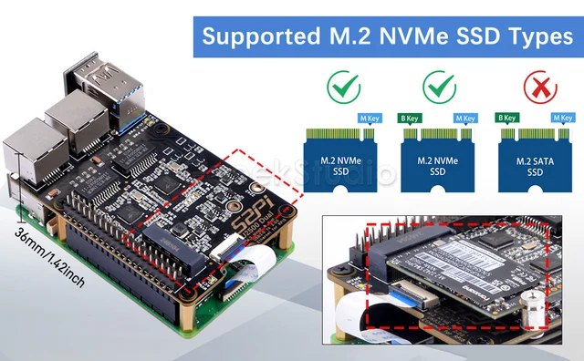 Carte Double USB3.0 Vers Ethernet 2.5G Pour Raspberry Pi 5 - Avec Slot M.2 NVME | GeeekPi U2500
