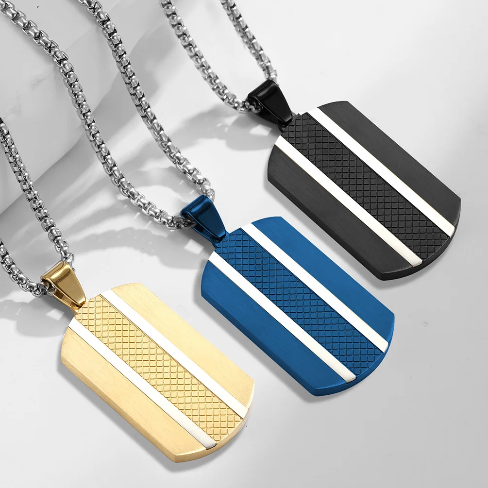 

DARHSEN Men Statement Necklaces Black Blue Gold Color Tag Pendants Stainless Steel Chain Fashion Jewelry Men's Gift
