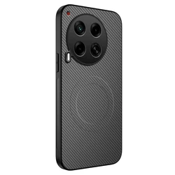 Luxury Carbon Fiber Slim Phone Case - Magnetic Shockproof Lens Camera Protective Cover for Tecno Camon 40 Premier (Gray)