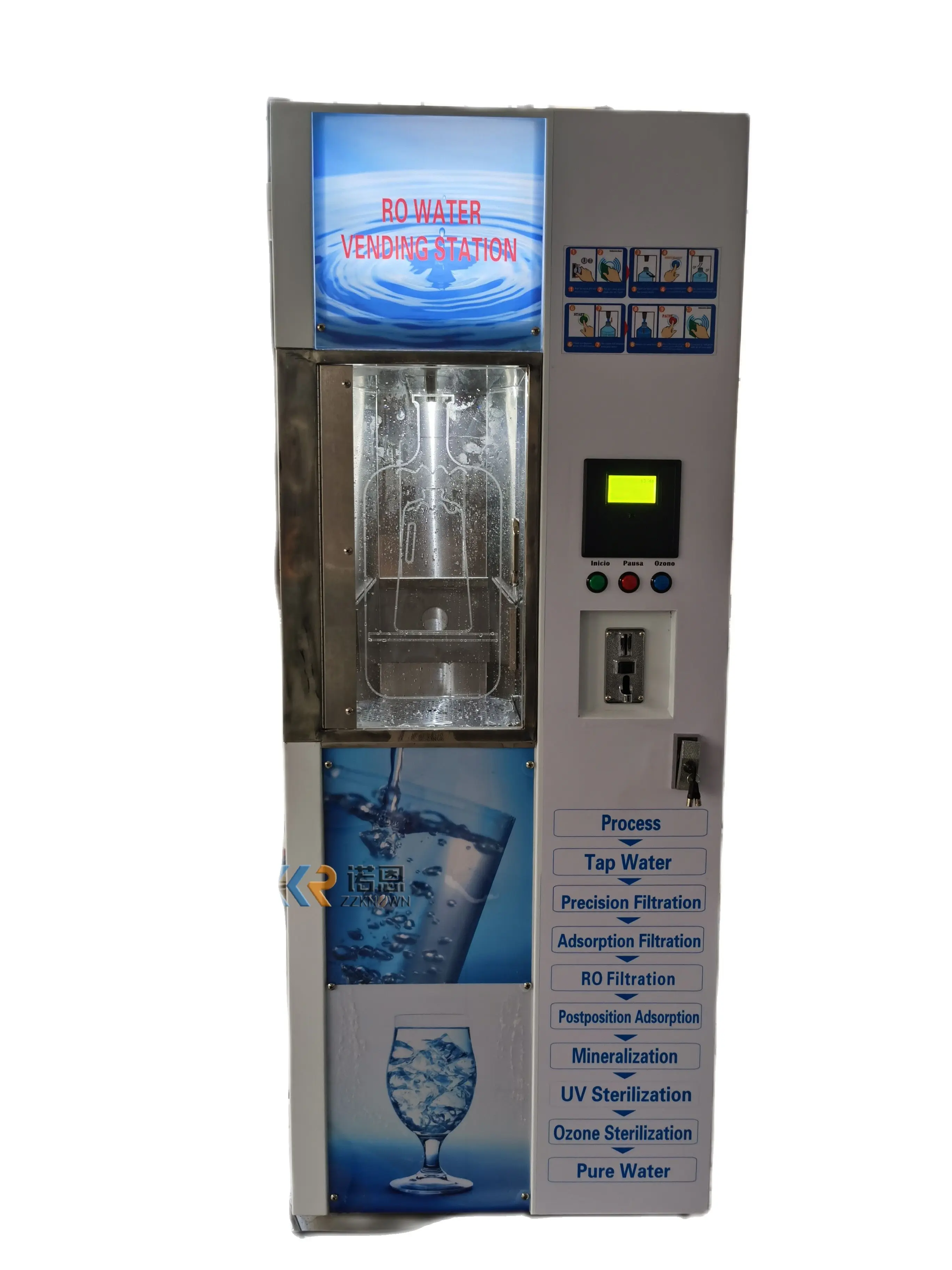 110L Tank Capacity Water and Ice Vending Machine Touch Screen Kiosk Outdoor Water Filter Bottle