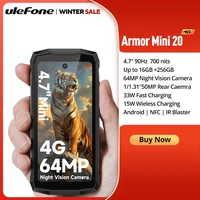 Ulefone Armor Mini 20 4G 4.7" Rugged Phone 64MP Night Camera Android 14 Smartphone 6200mAh Mobile phone NFC 16GB+256GB 33W G99