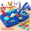 WizKidz Electric DIY Drill STEM Puzzle Toy Set Creative Drill Kit 2D/3D Educational Building Tool Kit for Boy&girl Pretend Play 1