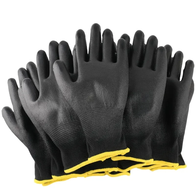 Horticulture Gloves 12 Pair Black /Grey/ Safety Work Gloves Repair Palm Coated Carpenter Repairman Supplies