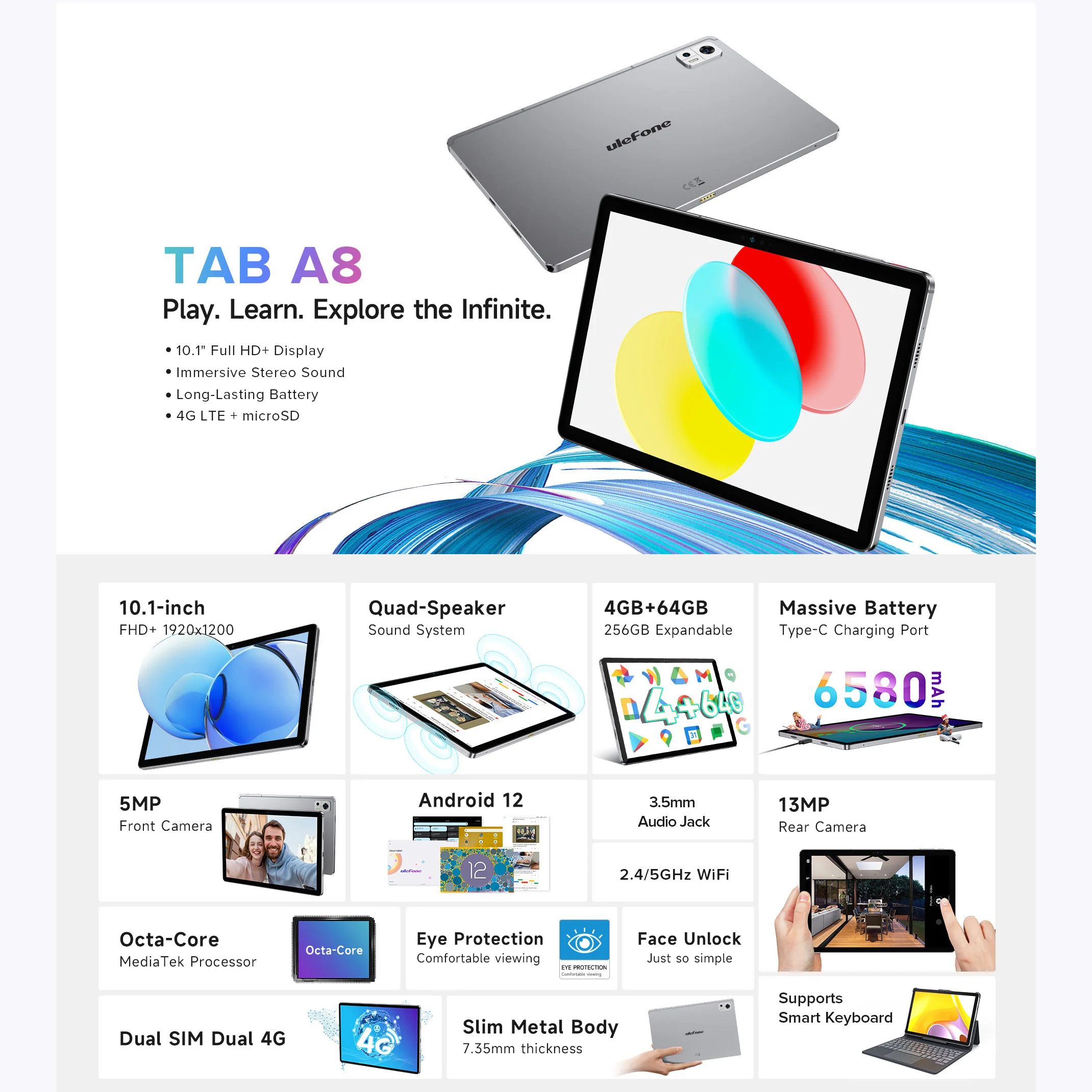 Tablet computer UleFone Tab A8 Silver - Tablet PCs - Computers