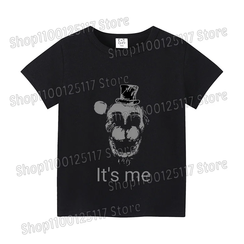 Children's Five Nights at Freddy's Anime Graphic T-Shirt – Short Sleeve White and Black Tee