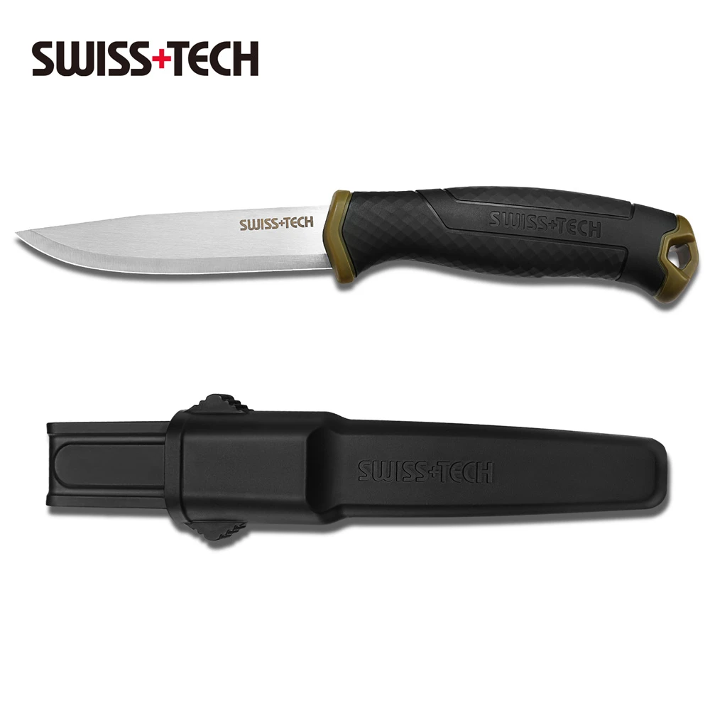 SWISS TECH Fixed Blade Knife Survival Knife with Sheath Knife Tactical