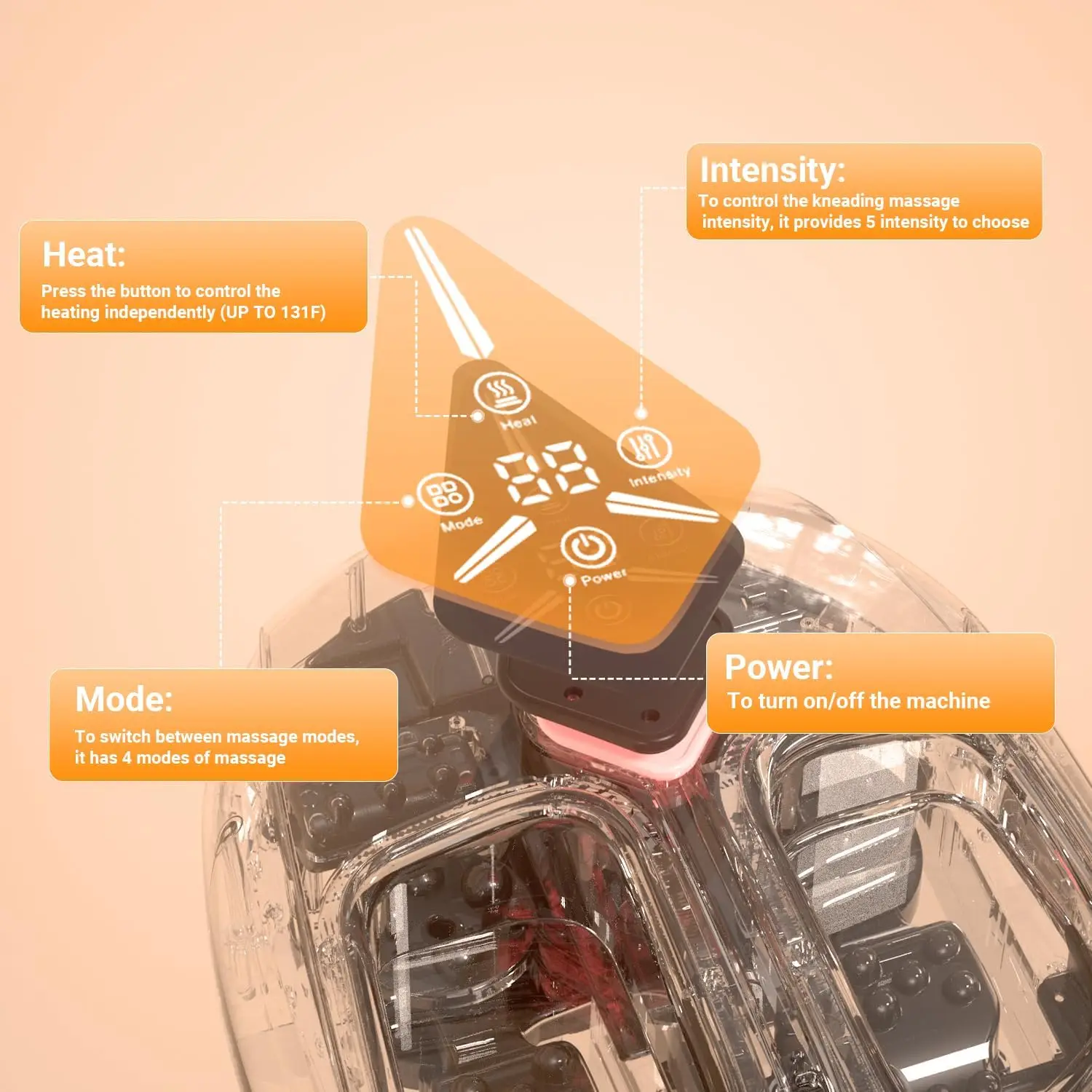 Electric Foot Massager with Heat and Air Compression for Relief