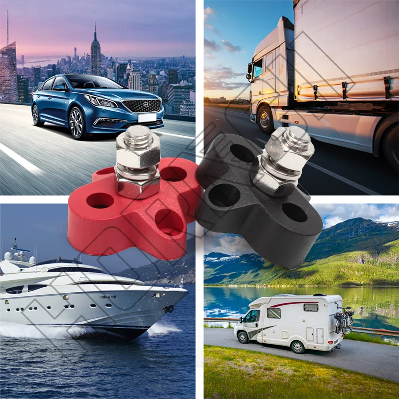 Wire Connectors Busbar Connector Terminal Block Stud M6 M8 M10 DC 48V Busbar Terminal Stud Positive Negative Junction Fixed Wiring Bolt For Truck RV Ship Boat
