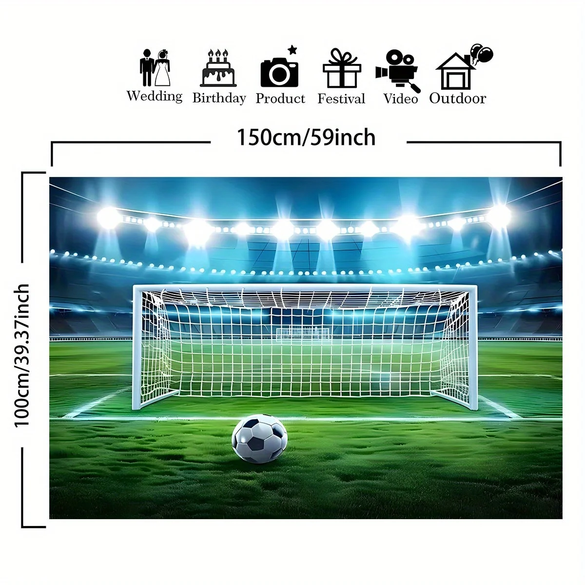 Football goalpost and ball background banner - a vibrant sports scene with white goalposts, green grass, and football - Image 3