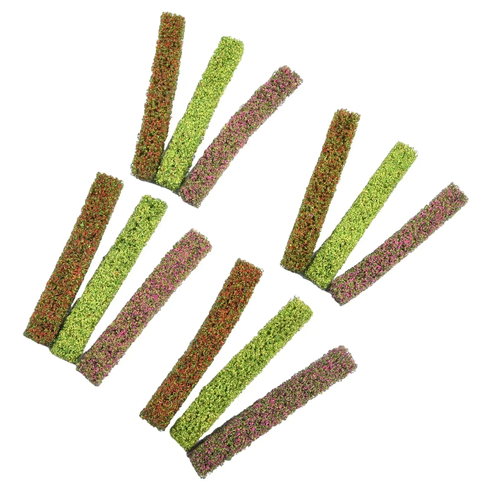 12pcs Simulated Lawn Miniature Shrub Strips Static Shrub Vegetation Groups Bush Model Static Scenery Garden Yard Decoration