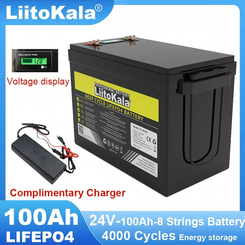 Liitokala 24v/25.6v 100ah Lifepo4 Battery Lithium Iron Phosphate Cycles  Inverter Car Lighter Batteries 29.2v Charger Tax Free - Rechargeable  Batteries - AliExpress