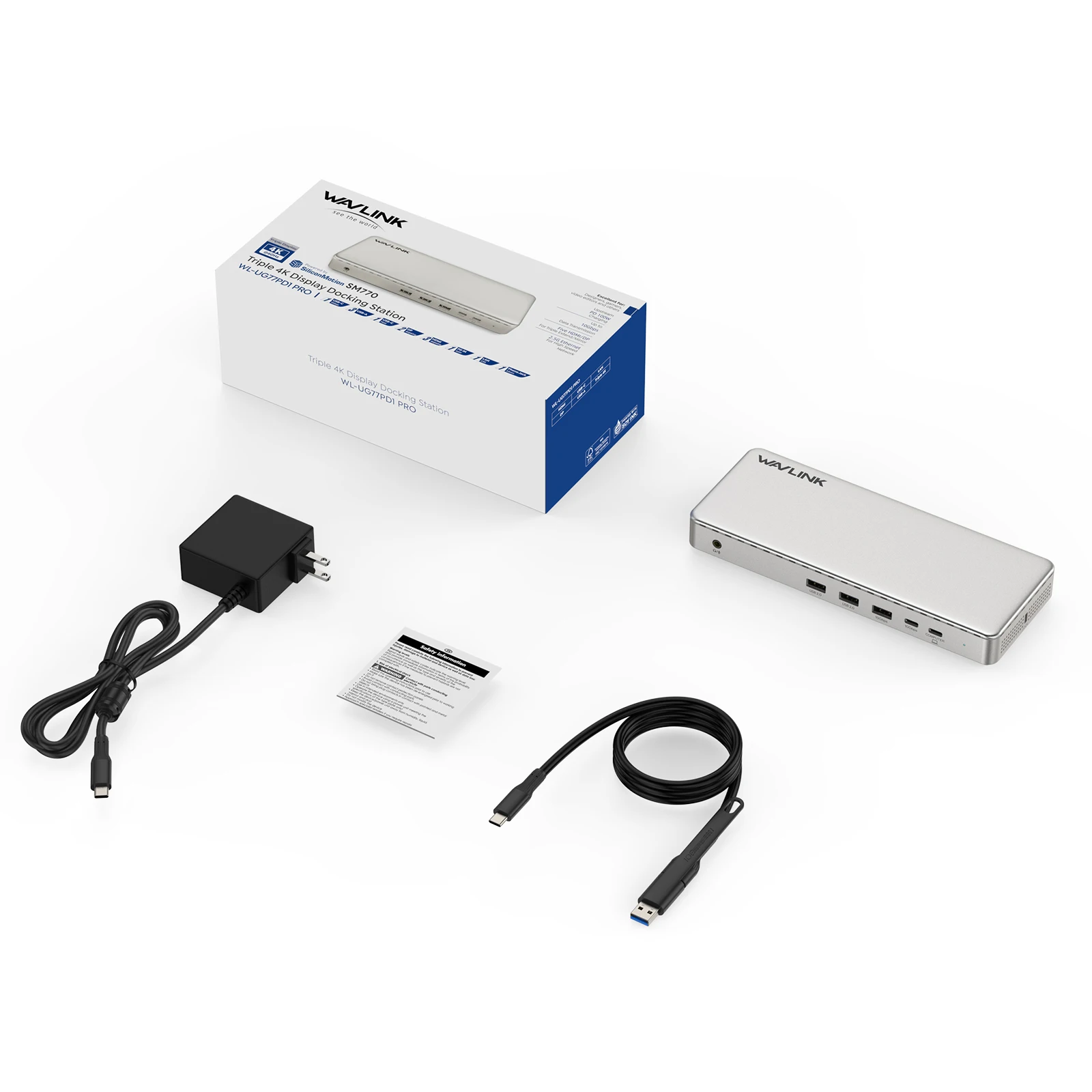 WAVLINK Universal Triple 4K@60Hz Display Dock with SM770 Chip USB-C/A to HDMI/DP for Thunderbolt 5/4/3 Intel/M1/M2/M3/M4 MacBook