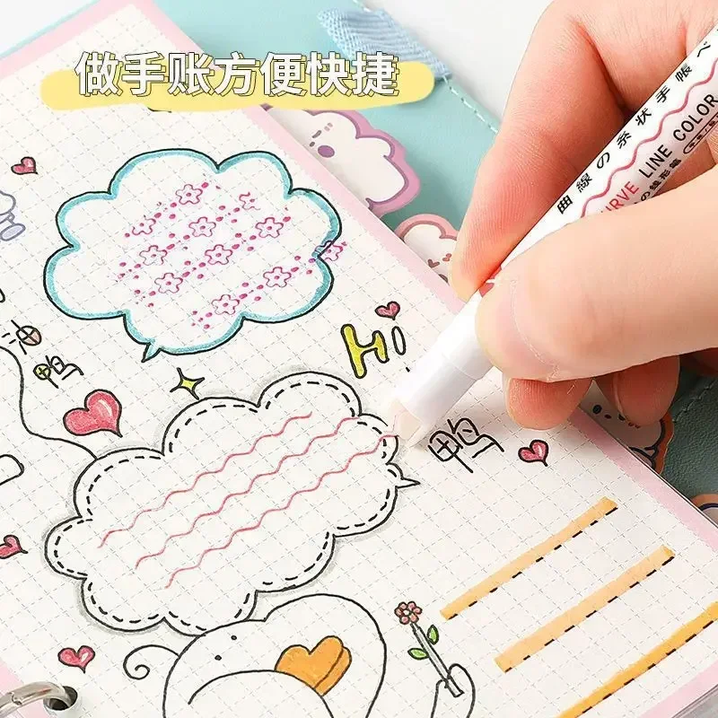 Marker pen Funny Double Line Pattern Outline Quick Dry Mark Notes Painting Highlighter