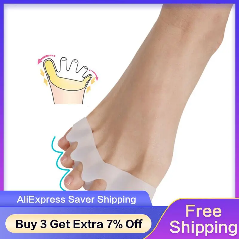 

A Pair Silicone Bunion Corrector Toe Protector Straightener Spreader Separator Re-Useable Toe Separators Foot Care Tool