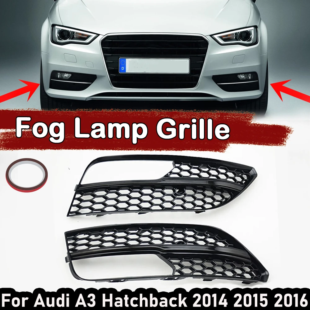 

A Pair Front Bumper Lower Foglight Lamp Grills Honeycomb Mesh Fog Light Grille Cover For Audi A3 Hatchback 2013-2016 Accessory