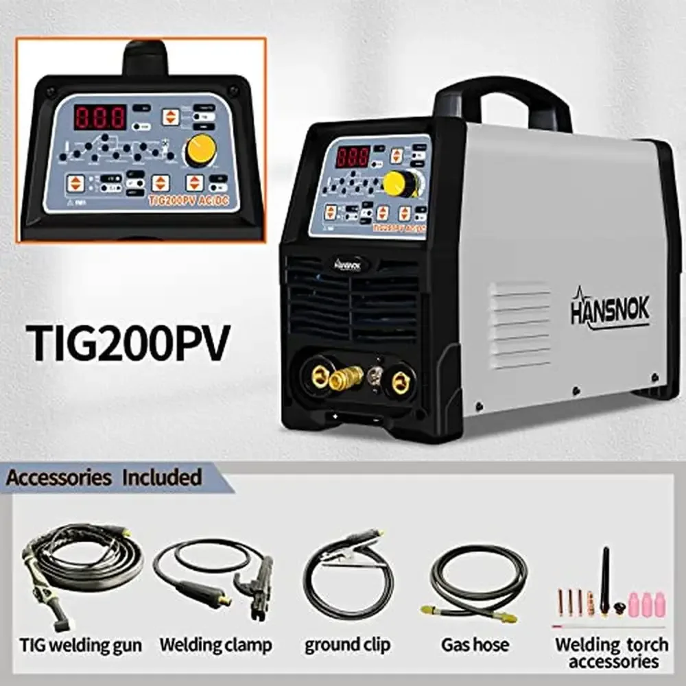200Amp Digital LCD Display TIG Welder AC/DC Multi-Process IGBT Pulse Dual Voltage 220V/110V Stick Welding Kit Remote Torch Earth 2