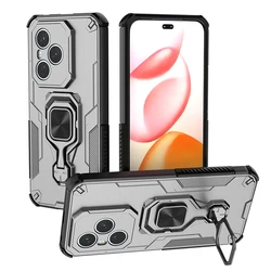 Durable Shockproof Armor Phone Case with Silicone & Metal Ring Stand for Honor 400 Pro (GRAY)