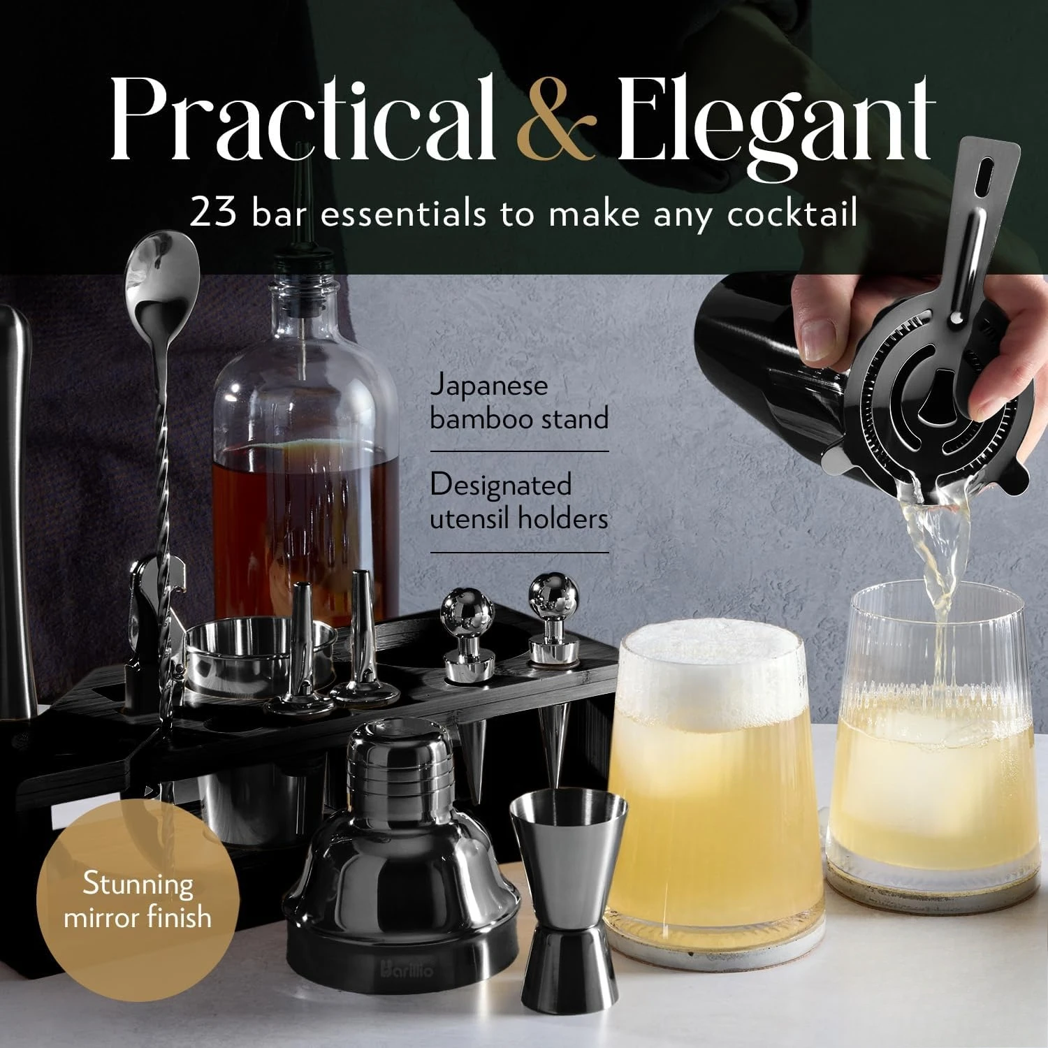 Black Bartender Cocktail Shaker Set 4