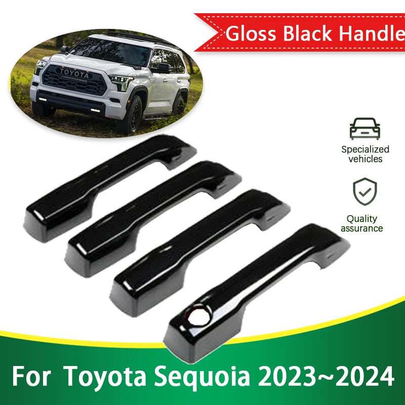 

for Toyota Sequoia XK80 2023 2024 Gloss Black Outer Door Handle Cover Creative Stickers Trim Car Protective Accessories Gadget