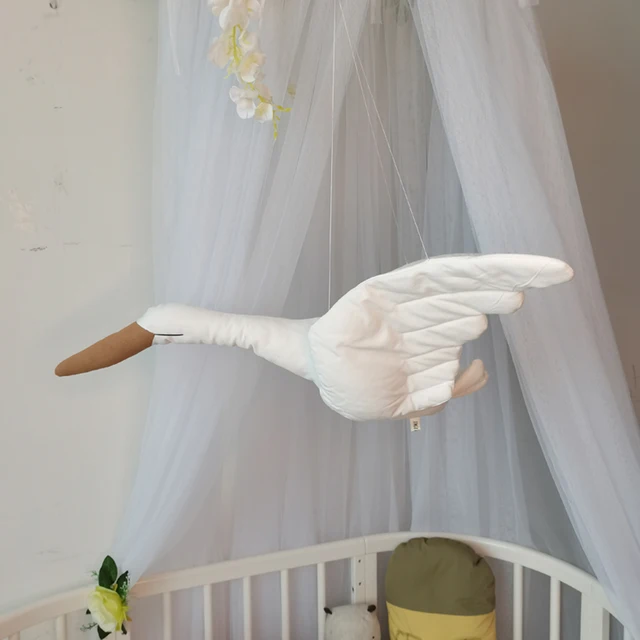 Cotton Line Wall Hanging Swan Plush Stuffed Doll Nursery Room Pendant Home Bedroom Kids Room Decoration Baby Soothing Pillow Hot 3