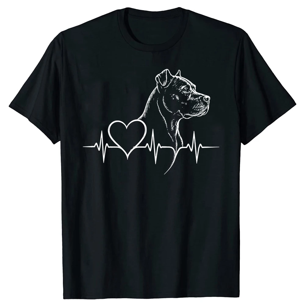 American Staffordshire Terrier Hund Amstaff Herzschlag Streetwear T-Shirt Humor-T-Shirt Locker Geschnitten für Männer und Frauen Kurzarm