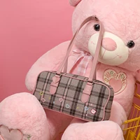 AILUXI Plaid Wool Underarm Bowling Bag Cute Heart Print Handbag Daily Commuting Gym Bag Christmas Halloween Gift 1