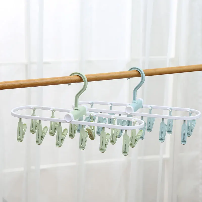 2024 New Collapsible Clothes Drying Rack Travel Shirt Socks Hangers with Clips Foldable Pants Clothes Hangers Closet Organizer 4