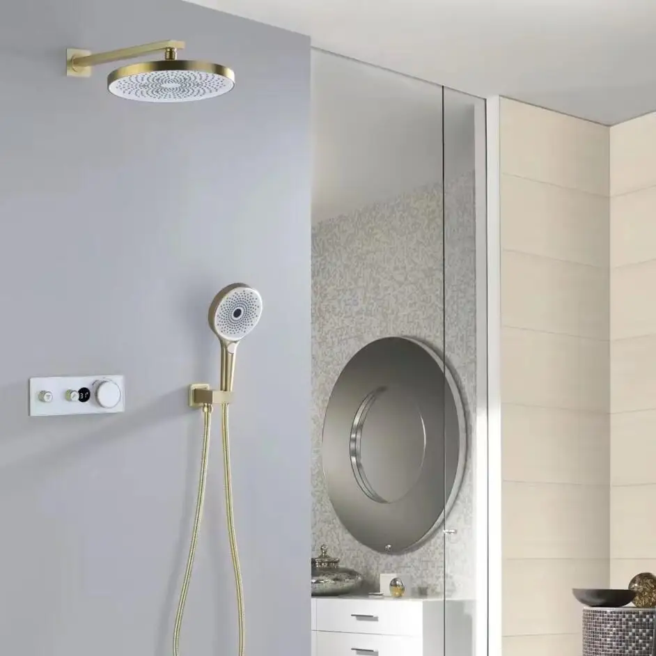 

brushed gold Thermostatic Digital Display Shower Faucet Set/Shower Spout Faucet/Bathroom Shower Faucet Set,Rain Shower Column