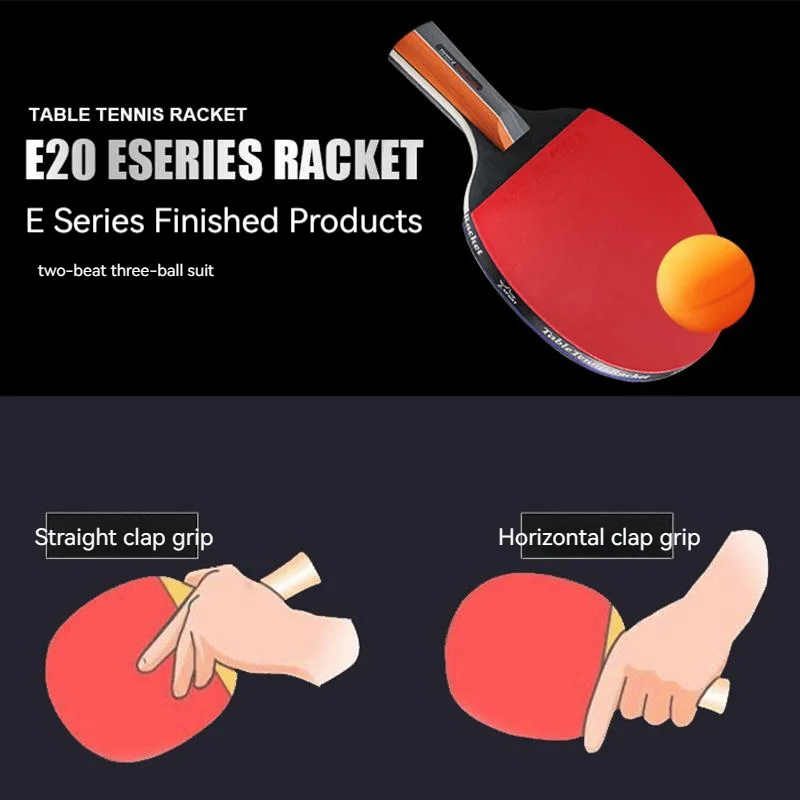 Description Picture 4 of item2PCS Ping Pong Racket Table Tennis Beginners 3 Star Training Set Pimples-in Horizontal racket Rubber Hight Quality Blade Bat