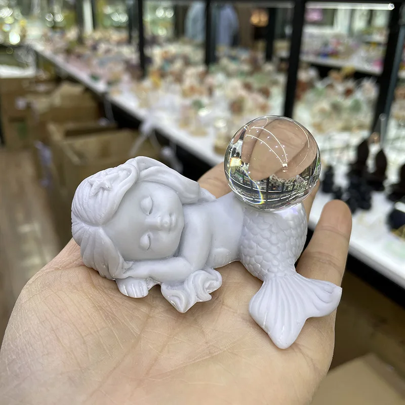 Little Mermaid Resin Crafts Golf Tee Decoration Home Office Accessori Desktop White Pink Mermaid