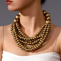 Bijoux Africains Tendance 2025 : Collier Multicouche Fait Main en Bois et Perles Style Bohème Ethnique pour Femme, Accessoire de Fête 1