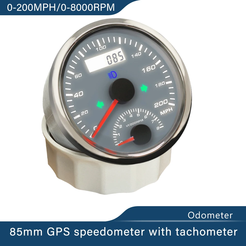 ELING Universal Auto Gauge Kit GPS Speedometer with Tachometer RPM Gauge  Set Left Right High Beam Over Speed Buzzer Alarm Odometer Mileage Resetable