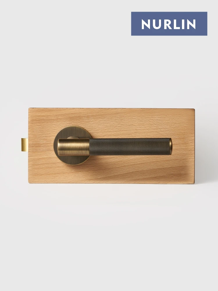 Nurlin ทองเหลือง CROSS Knurled ภายในประตู Handle Passage ความเป็นส่วนตัวชุดล็อค Thumb เปิดประตู LEVER ชุด Antique Bronze 1