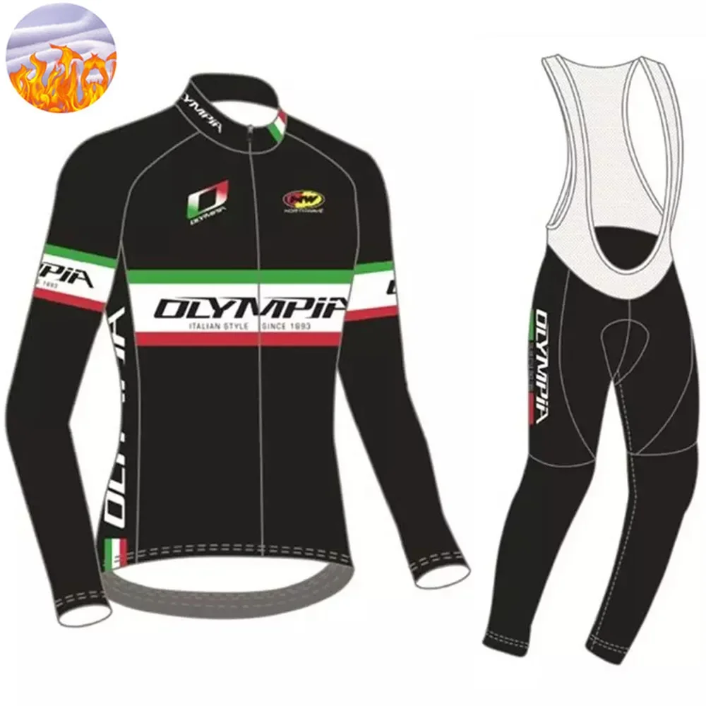 

olympia italia men cycling apparel thermal fleece long sleeve warm jacketmtb cycling clothing bicycle bib tights ciclismo suit