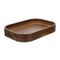 Rectangle Vintage Bamboo Tray With Metal Handle Retro Storage Tray Home Decor Foot Plate Serving Platter Bowls Plates Trays 1