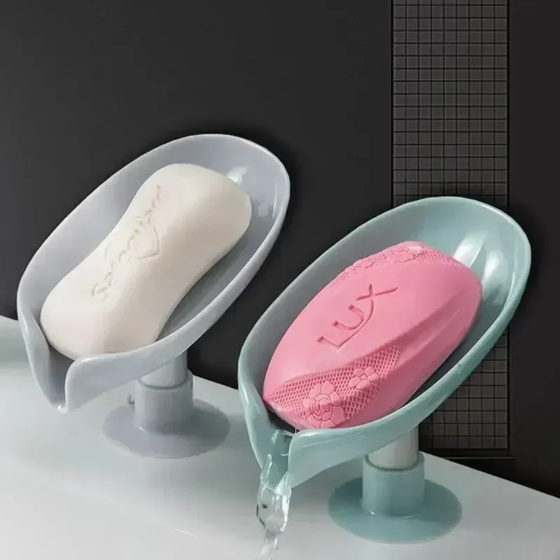 Soap Holder Shower Soap Tray Soap Dish Rack Drain Soap Holder Leaf Shape Soap Box Suction Cup Tray Drying Rack for Shower Sponge Container Kitchen Bathroom Accessories