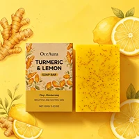 Savon au curcuma et au citron OceAura 100g pour un nettoyage doux de la peau et du corps, savon de bain rafraîchissant et hydratant au parfum agréable 1
