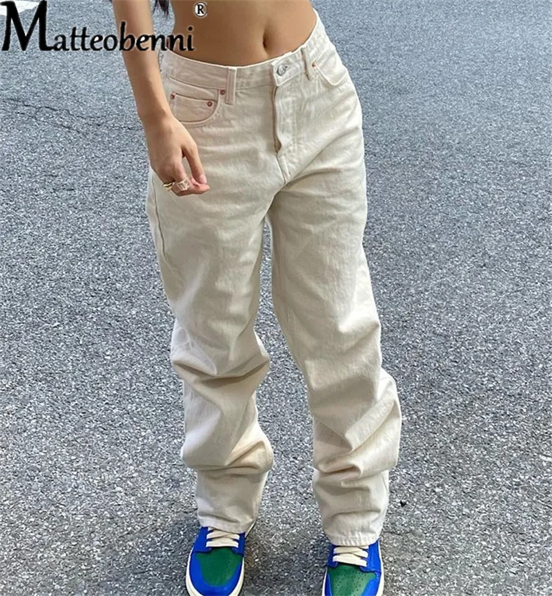 2023 Fashion Loose Jeans Women Commuter Straight Trousers Daily Casual Denim Pants Female Splicing Pocket High Waist Streetwear 2