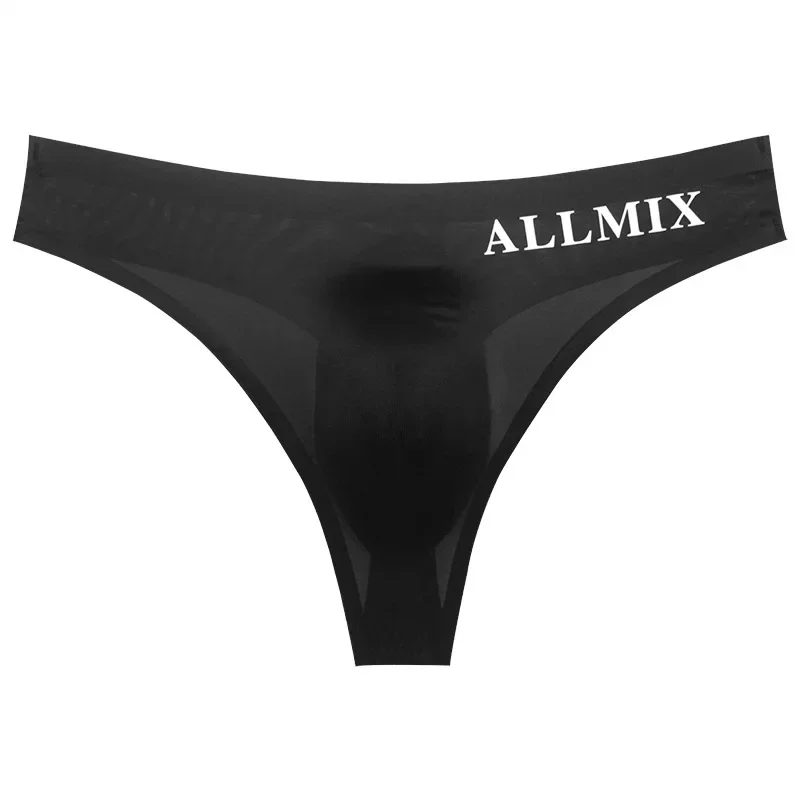 Ice Silk Seamless G-string Men Sexy Bulge Pouch Underwear Soft Panties Breathable Underpants See Through Lingerie Low Rise Thong